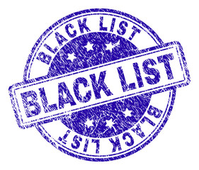 Wall Mural - black list stamp seal watermark with distress texture. designed with rounded rectangles and circles.