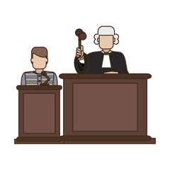 Canvas Print - Prisoner and judge in courtroom