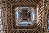 Fototapeta Paryż - View to the inside of Eiffel Tower