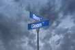 3D Illustration of a street sign_doom and gloom streets