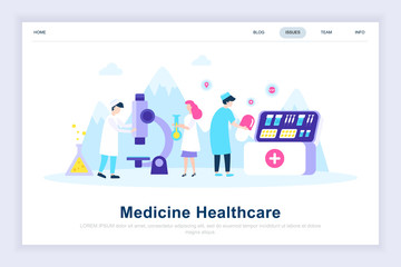 Poster - Medicine and healthcare modern flat design concept. Pharmacy and people concept. Landing page template. Conceptual flat vector illustration for web page, website and mobile website.