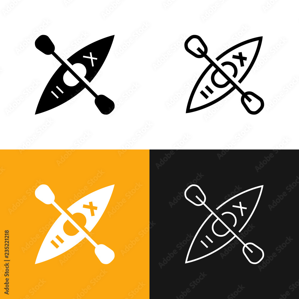 Kayak Icon Set - obrazy, fototapety, plakaty 
