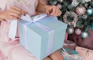 girl opens a gift