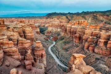 Wall Mural - Charyn Canyon in South East Kazakhstan, taken in August 2018taken in hdr taken in hdr