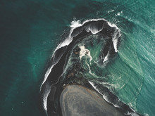Aerial View Abstract Coastline In Iceland