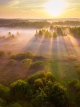 Beautiful Foggy Morning Landscape Photographed From Above