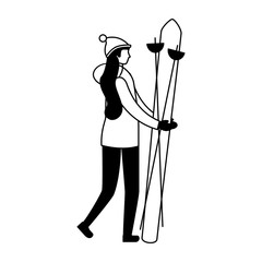 Poster - woman skiing in the winter season