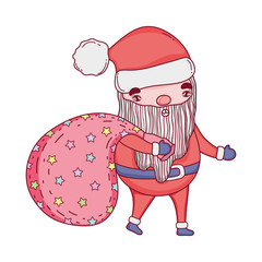 cute christmas santa claus with bag