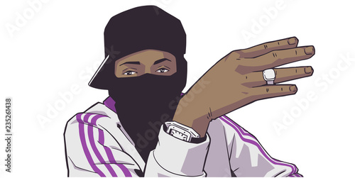 Fotografía Illustration of young black London gang member