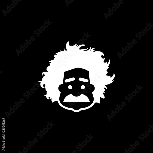 Einstein icon, Professor, scientist logo on dark background фототапет
