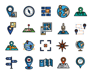 Aufkleber - set map icon collection vector