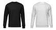 Blank template mens grey and black pullover long sleeve, front and back view, isolated on white background. Design sweatshirt mockup for print