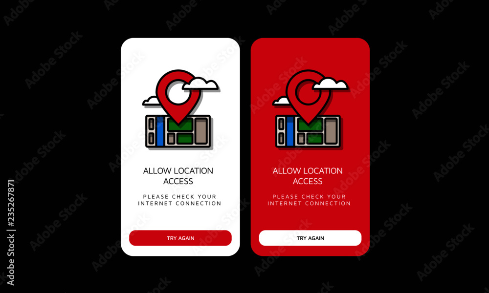 Vector de Stock Allow Location Access Page Design with Pin and Map for ...