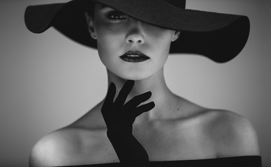 beautiful woman in retro style