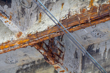 Damaged Bridge Support Close - Up Transportatin Concrete