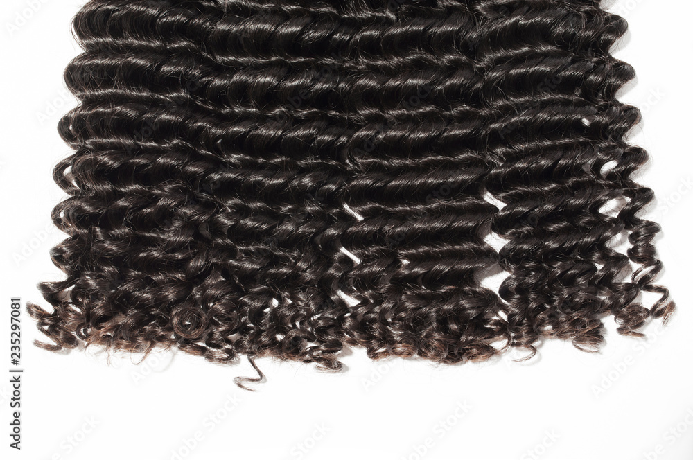 Deep wave curly black human hair weaves extensions bundle - obrazy, fototapety, plakaty 