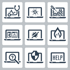 Wall Mural - Laptop tech service icon set