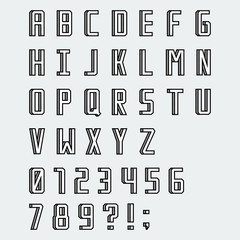 Sticker - Simple linear blocky vector font with numbers