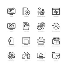 Operating System And Its Management Vector Icon Set In Thin Line Style