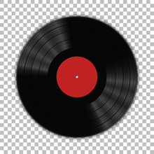Gramophone Vinyl LP Record Template Isolated On Checkered Background. Vector Illustration