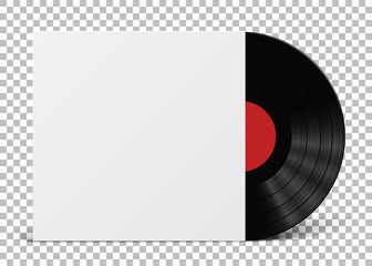 gramophone vinyl lp record cover template isolated on checkered background. vector illustration