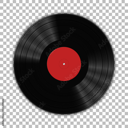 Fotografía Gramophone vinyl LP record template isolated on checkered background