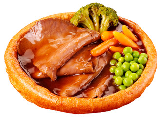 Wall Mural - GIANT YORKSHIRE PUDDING WITH ROAST BEEF AND VEGETABLES CUT OUT