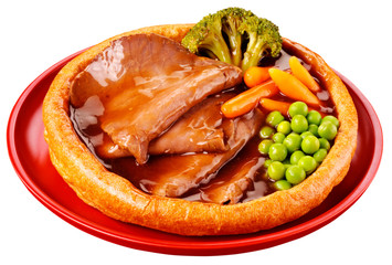 Canvas Print - GIANT YORKSHIRE PUDDING WITH ROAST BEEF AND VEGETABLES CUT OUT