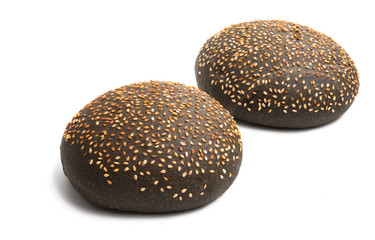 Poster - black hamburger bun isolated