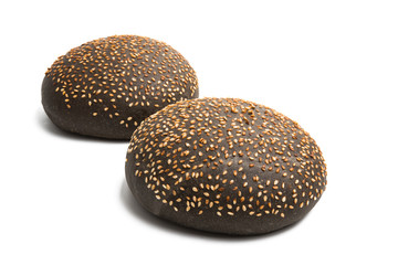 Poster - black hamburger bun isolated