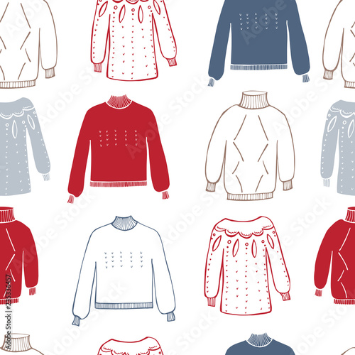 Hand Drawn Knit Sweaters Vector Seamless Pattern Buy This