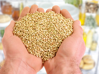 Canvas Print - HANDFUL OF UNCOOKED BUCKWHEAT