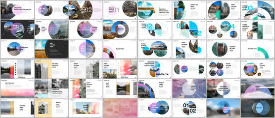 Wall Mural - minimal presentations design, portfolio vector templates with circle elements on white background. m