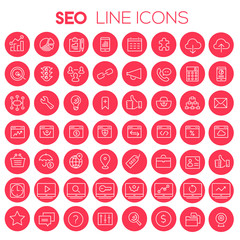 Wall Mural - big seo icon set, trendy line icons collection
