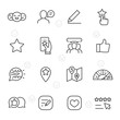 Feedback, icon set. Testimonials and evaluation social network user, linear icons. Line with editable stroke