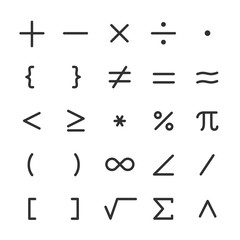 math symbols, icon set. mathematical calculations. Line with editable stroke