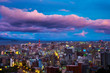 View of the city in the night. Aerial view of Kagoshima city in Japan