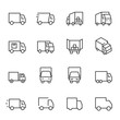 © Matsabe - Truck, icon set. lorry, linear icons. Line with editable stroke