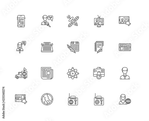 Simple Set of 20 Vector Line Icon. Contains such Icons as Journa Poster Mural XXL