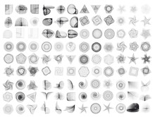 Large Set Of Abstract Geometric  Elements And Shapes Isolated On White Background.