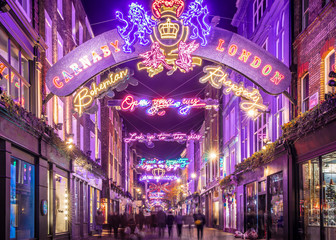 Poster - Carnaby Christmas decorations in 2018, London