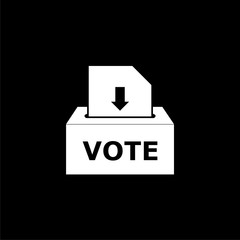 Sticker - Voting box illustration with inserting paper sheet, Ballot Box icon or logo on dark background