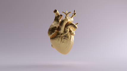 Canvas Print - Gold Anatomical Heart 3d illustration 3d render