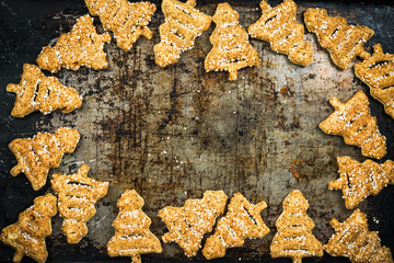 Wall Mural - Festive cookies on baking tray