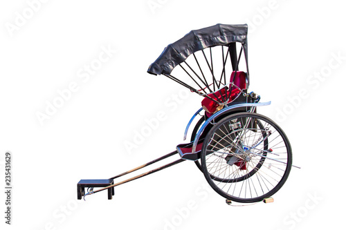 Valokuva Japanese Rickshaw, Vintage style for tourist service on isolated white background