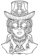 Girl In A Steampunk Style Suit