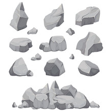 Rock Stones. Graphite Stone, Coal And Rocks Pile Isolated Vector Illustration