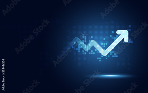 Fotomural Futuristic raise arrow chart digital transformation abstract technology background