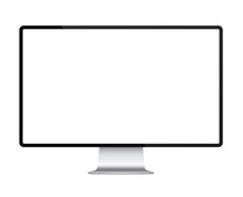 Realistic Computer Monitor Display Mockk Up Vector Illustration.