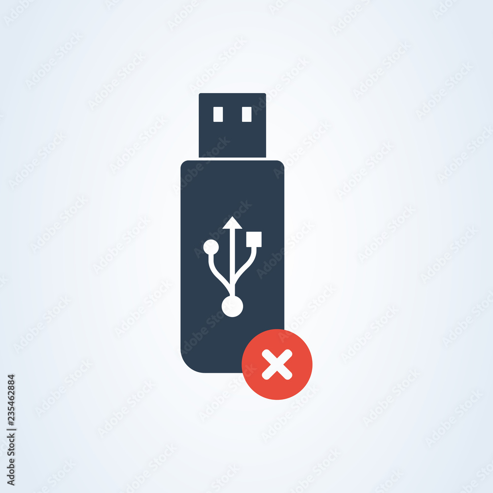 usb icon stick vector. delete flash memory. warning information Stock ...